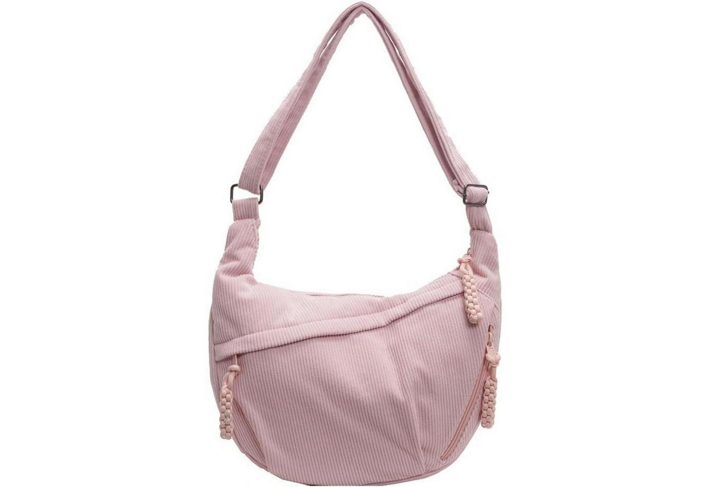 LuxusKollektion Hobo Umhängetasche Groß Damen Cord Half Moon Crossbody Hobo Rosa-cord von LuxusKollektion
