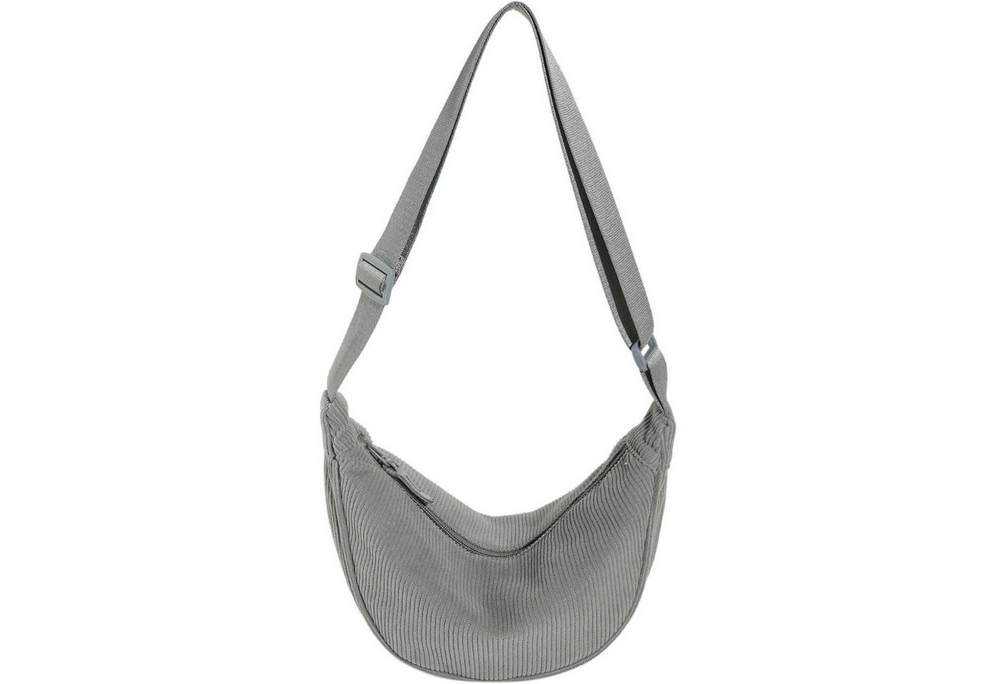 LuxusKollektion Hobo Umhängetasche Halbmond Cord Damen Schultergurt A-grau von LuxusKollektion