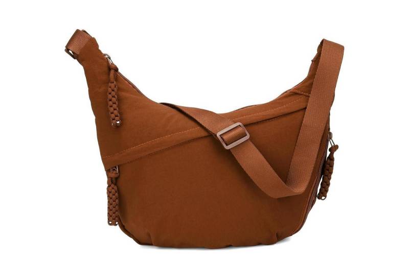 LuxusKollektion Hobo Umhängetasche Halbmond Crossbody Damen Nylon Braun von LuxusKollektion