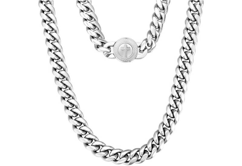LuxusKollektion Kette und Anhänger Set 12mm Herren Panzerkette Löwe Totenkopf 18K Gold Cuban Link Chain von LuxusKollektion