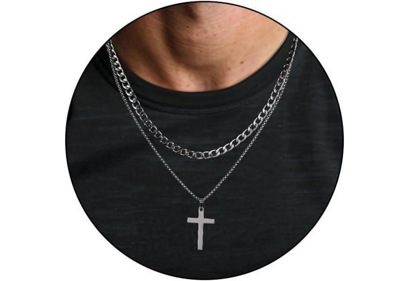 LuxusKollektion Kette und Anhänger Set 2Pcs Herren Kreuz Kette Halskette Kubanische Schmuck für Männer von LuxusKollektion