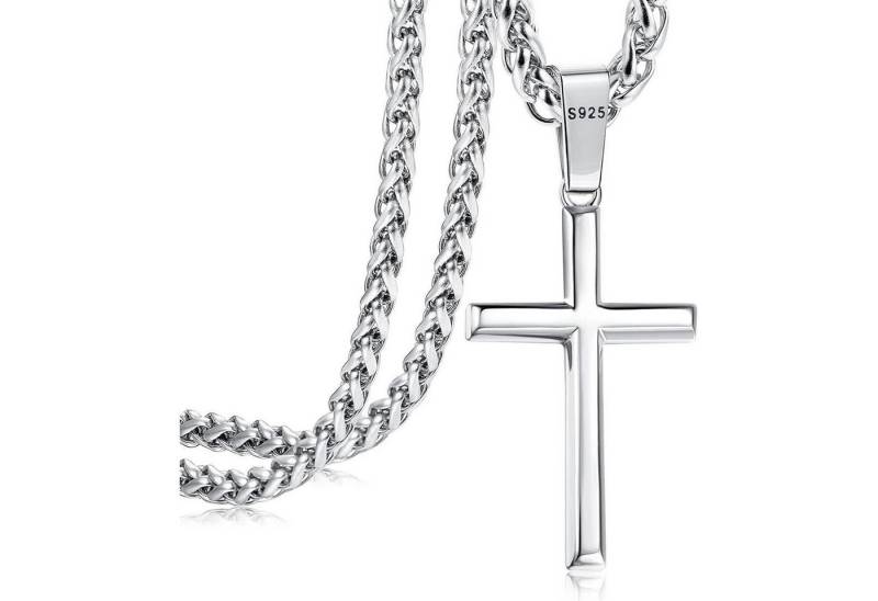 LuxusKollektion Kette und Anhänger Set 925 Silber Kreuzkette Weizenkette Herren Damen 30 Zoll von LuxusKollektion