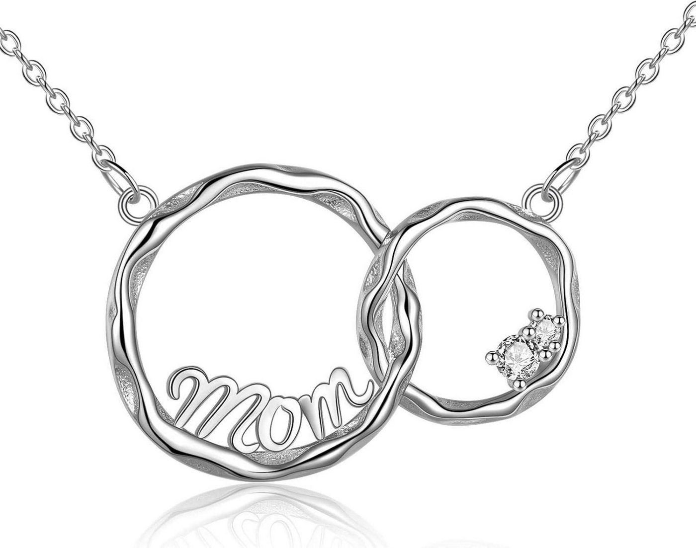 LuxusKollektion Kette und Anhänger Set 925 Sterling Silber Doppelkreis Halskette Mutter Geburtstag Muttertag von LuxusKollektion