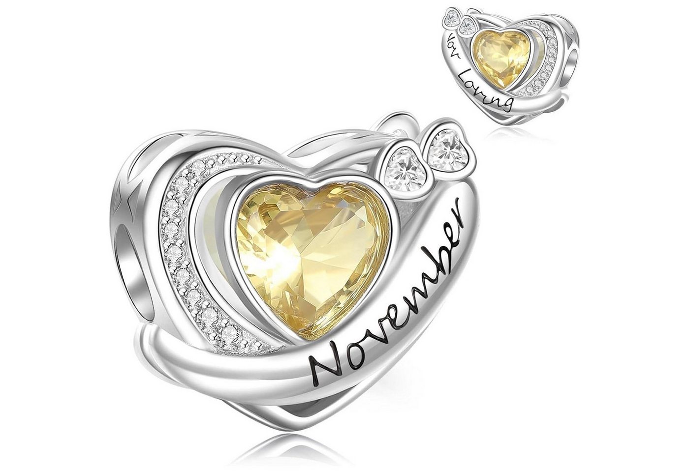 LuxusKollektion Kette und Anhänger Set Anhänger 925 Silber Geburtsstein Herz Charm Frauen A92-November von LuxusKollektion
