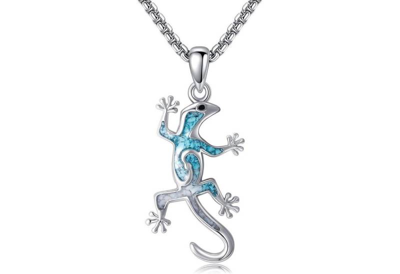 LuxusKollektion Kette und Anhänger Set Anhänger 925 Sterlingsilber Türkis Halskette Damen Herren Gecko von LuxusKollektion
