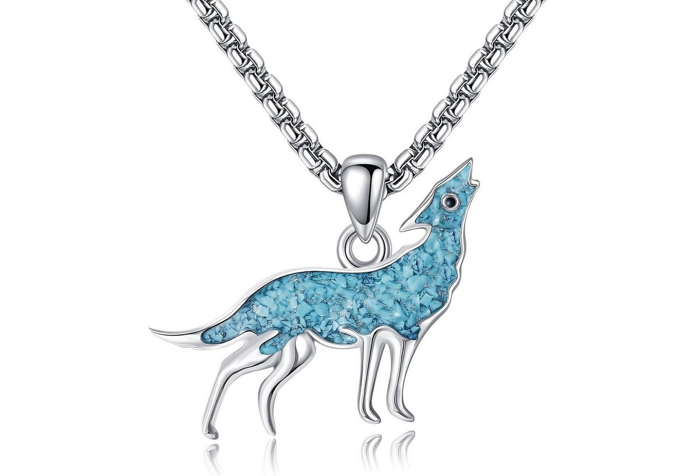 LuxusKollektion Kette und Anhänger Set Anhänger 925 Sterlingsilber Türkis Schmetterling Libelle Wolf von LuxusKollektion