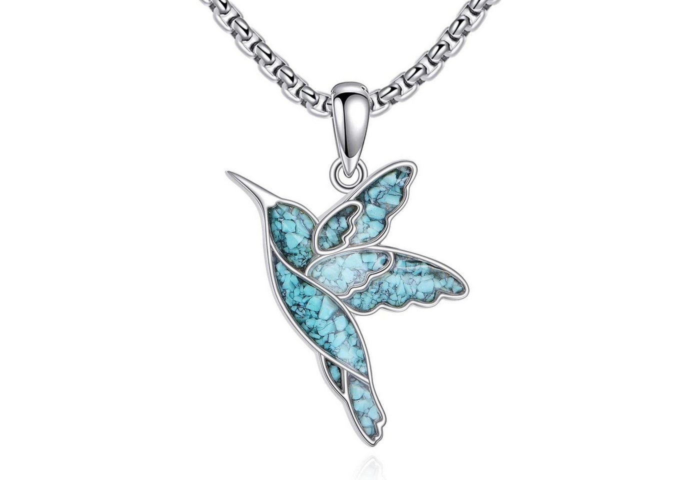 LuxusKollektion Kette und Anhänger Set Anhänger 925 Türkis Halskette Lebensblume Libelle Mesusa Kolibri von LuxusKollektion