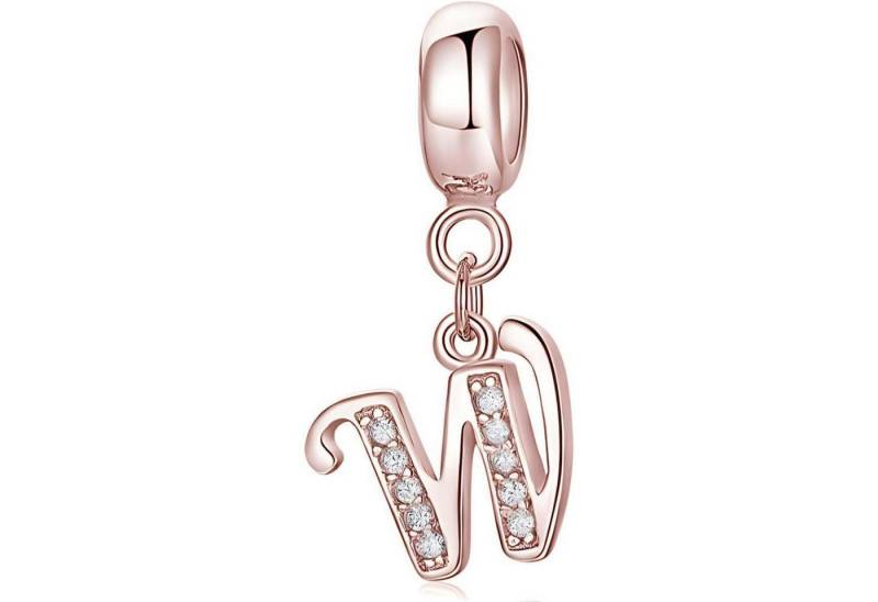 LuxusKollektion Kette und Anhänger Set Anhänger Charm Damen Rosegold Buchstaben A Z Charms Buchstaben-5-W von LuxusKollektion