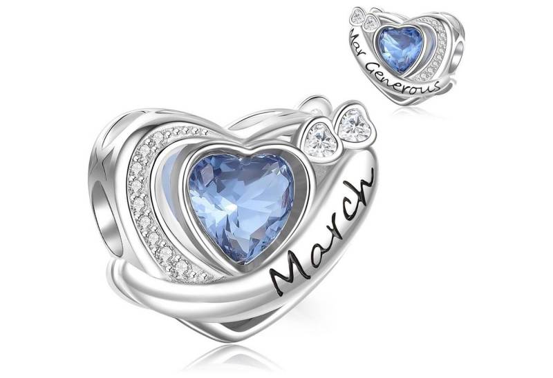 LuxusKollektion Kette und Anhänger Set Anhänger Charms 925 Silber Geburtsstein Herz A3-März von LuxusKollektion