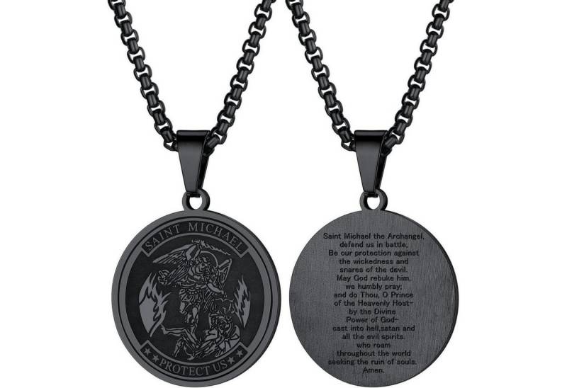 LuxusKollektion Kette und Anhänger Set Anhänger Erzengel Michael Edelstahl Halskette 02 Schwarz Edelstahl von LuxusKollektion