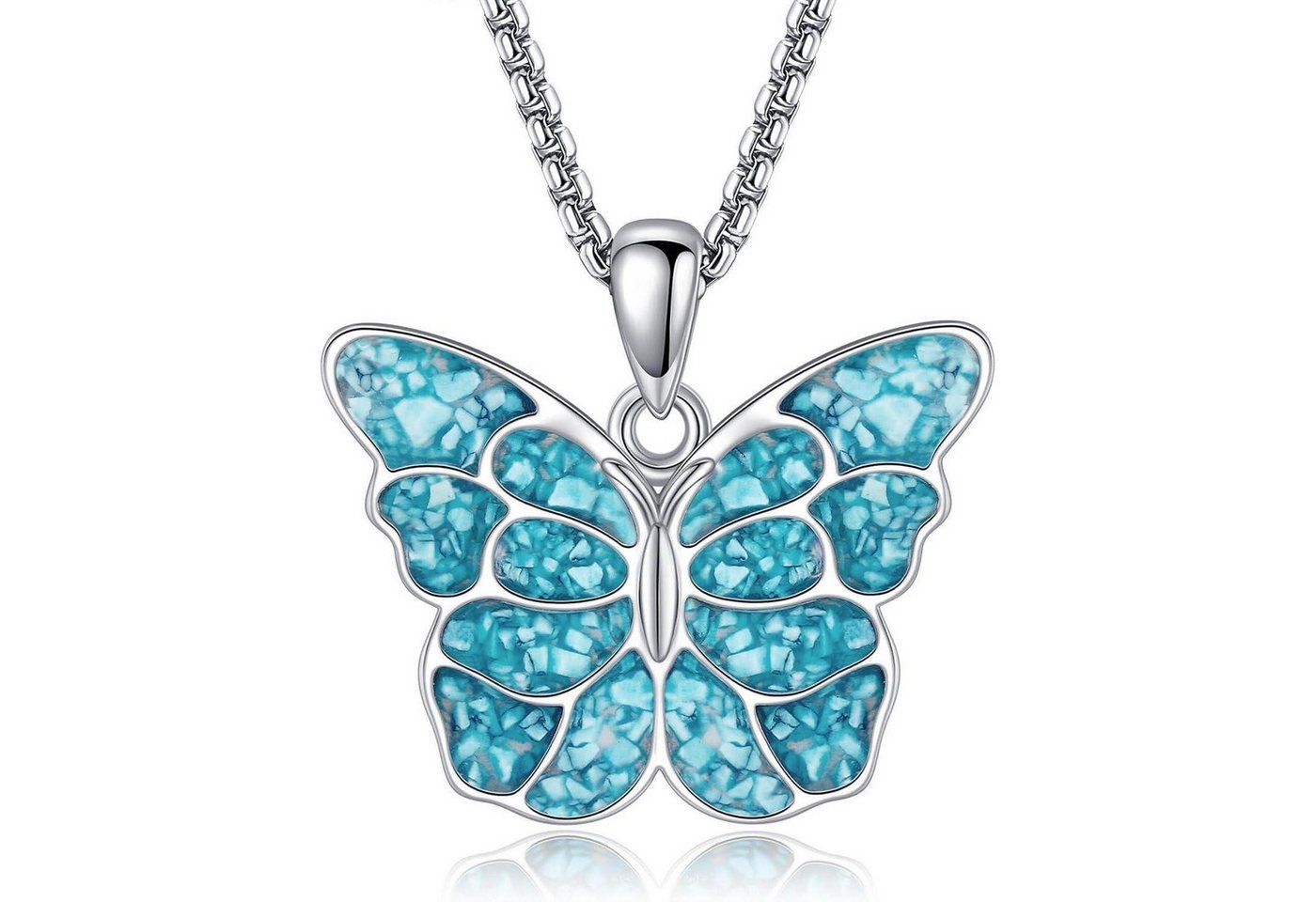 LuxusKollektion Kette und Anhänger Set Anhänger Halskette 925 Türkis Lebensblume Phönix Schmetterlings von LuxusKollektion