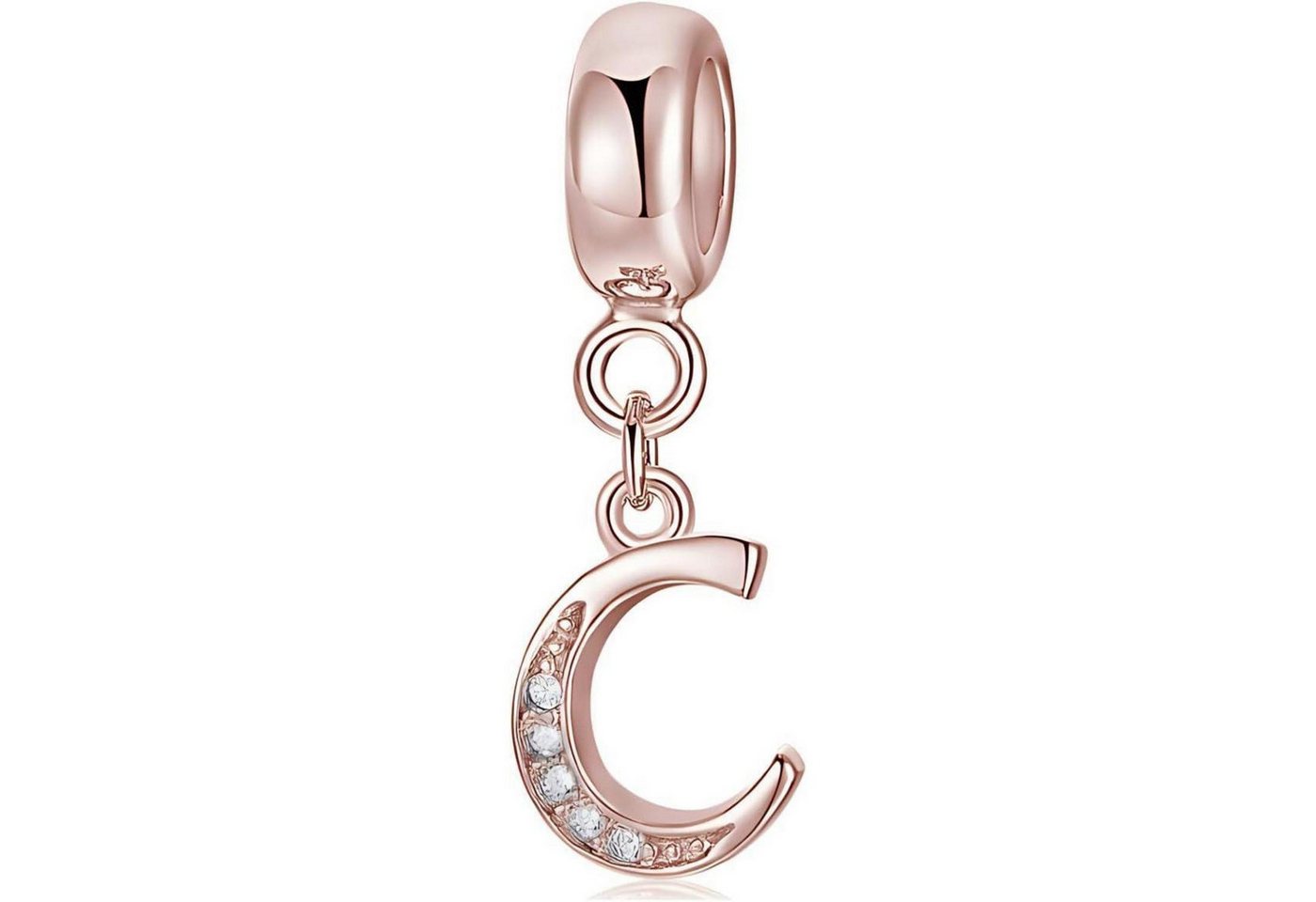 LuxusKollektion Kette und Anhänger Set Charm Anhänger Damen Rose Gold Buchstaben Charms Buchstaben-5-C von LuxusKollektion