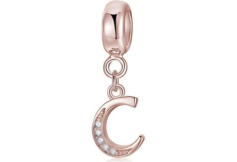 LuxusKollektion Kette und Anhänger Set Charm Anhänger Damen Rose Gold Buchstaben Charms Buchstaben-5-C von LuxusKollektion