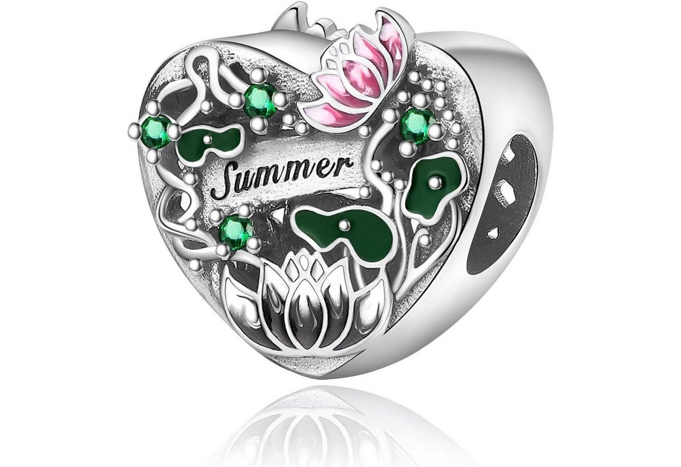 LuxusKollektion Kette und Anhänger Set Charms 925 Silber Schmetterling Herz B-Frühling-Herz Charm von LuxusKollektion