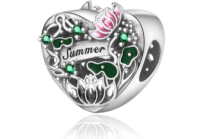 LuxusKollektion Kette und Anhänger Set Charms 925 Silber Schmetterling Herz B-Frühling-Herz Charm von LuxusKollektion