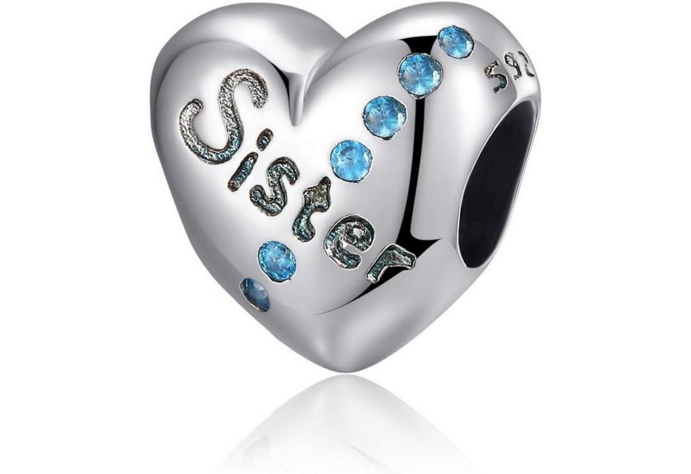 LuxusKollektion Kette und Anhänger Set Charms 925 Silber Schmetterling Herz Halskette Blau Schwester Charme von LuxusKollektion
