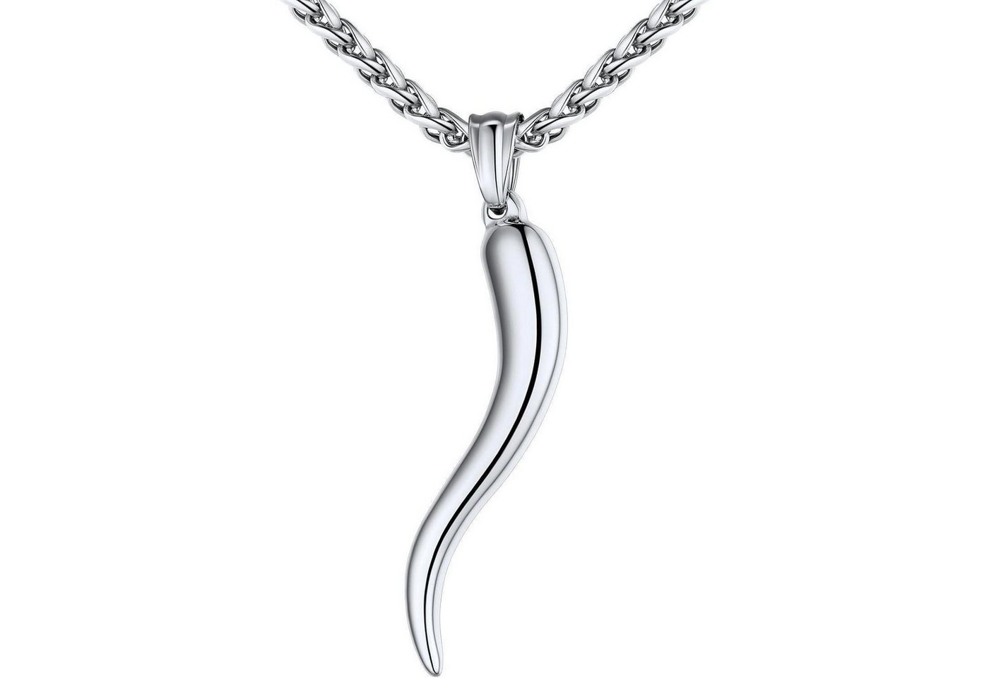 LuxusKollektion Kette und Anhänger Set Collier Herren Damen 316L Edelstahl Cornicello 01: Groß-silber von LuxusKollektion