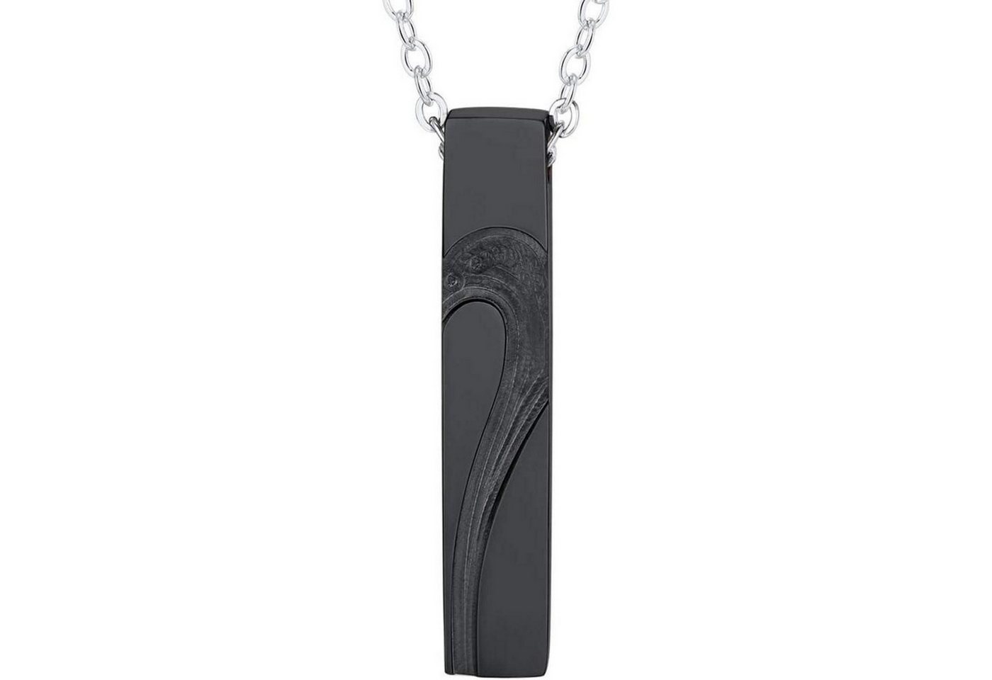 LuxusKollektion Kette und Anhänger Set Collier personalisiert Quader Stab Anhänger Damen 04 Schwarz Edelstahl von LuxusKollektion