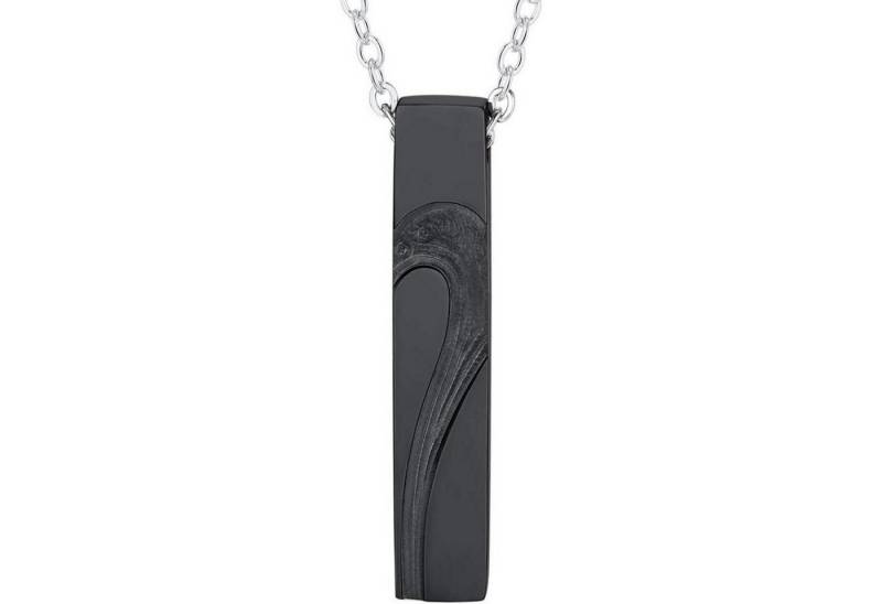 LuxusKollektion Kette und Anhänger Set Collier personalisiert Quader Stab Anhänger Damen 04 Schwarz Edelstahl von LuxusKollektion
