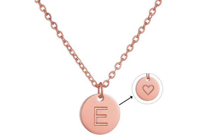 LuxusKollektion Kette und Anhänger Set Damen Initialen Halskette Buchstaben Anhänger Edelstahl Roségold mit von LuxusKollektion