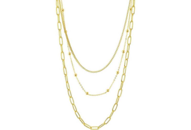 LuxusKollektion Kette und Anhänger Set Damen Layered Halskette Edelstahl Mehrschichtige Panzer Büroklammer von LuxusKollektion