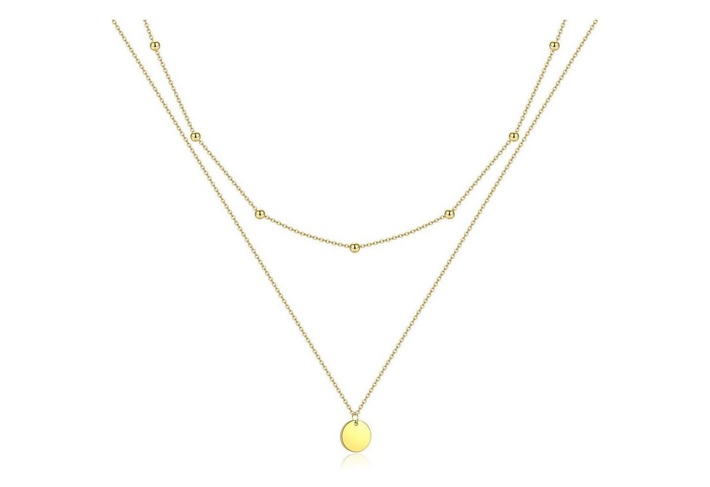 LuxusKollektion Kette und Anhänger Set Damen Layered Kette Silber Gold Multilayer Halskette Coin Anhänger von LuxusKollektion