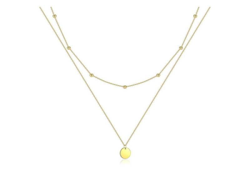 LuxusKollektion Kette und Anhänger Set Damen Layered Kette Silber Gold Multilayer Halskette Coin Anhänger von LuxusKollektion