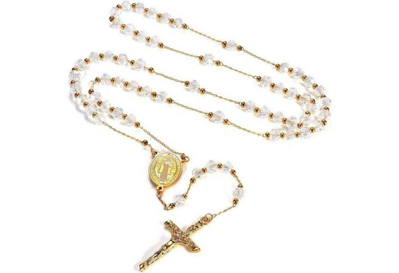 LuxusKollektion Kette und Anhänger Set Damen Rosenkranz Halskette mit Heiliger Benedikt Anhänger und von LuxusKollektion