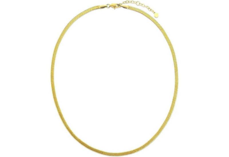 LuxusKollektion Kette und Anhänger Set Damen Schlangenkette 3mm Flache Franco Kette Edelstahl Gold Halskette von LuxusKollektion