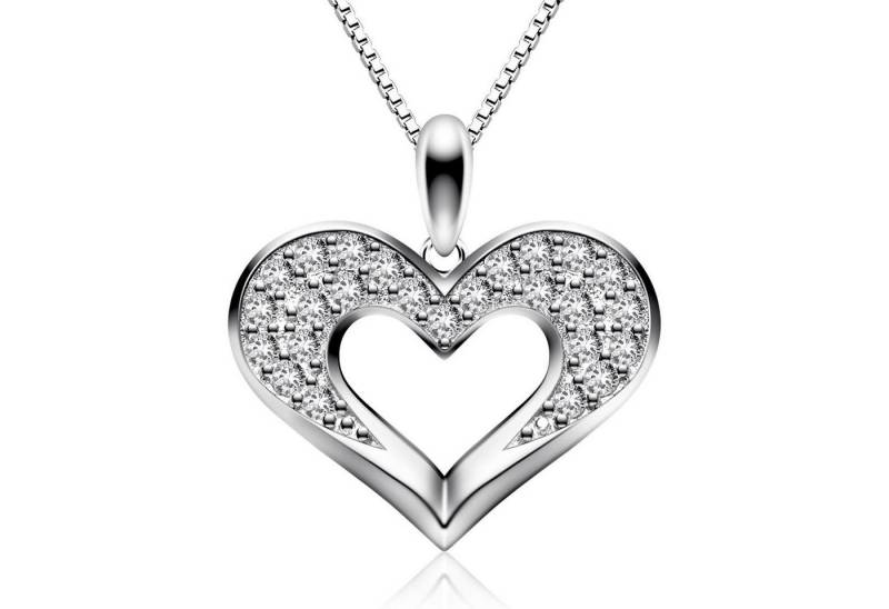 LuxusKollektion Kette und Anhänger Set Damen-Schmuck-Geschenkset 925er-Sterlingsilber Herz-Anhänger 45,7 cm von LuxusKollektion