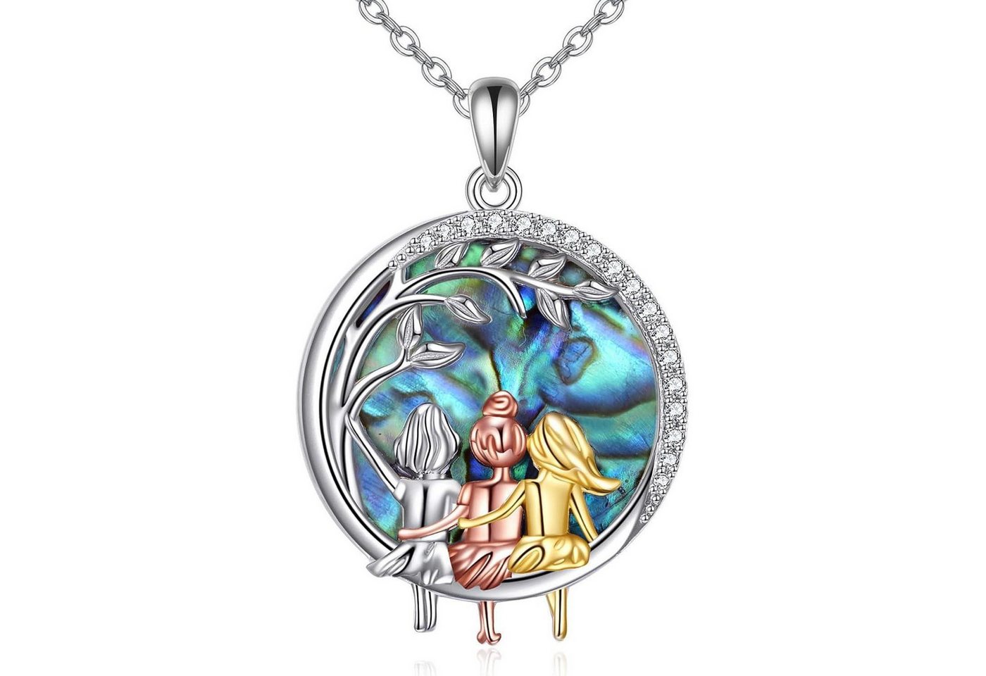 LuxusKollektion Kette und Anhänger Set Drei Schwestern Halskette 925 Sterlingsilber Anhänger von LuxusKollektion