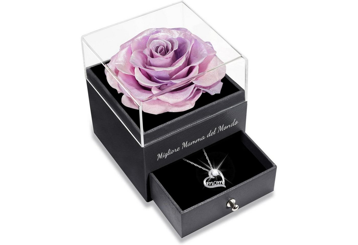LuxusKollektion Kette und Anhänger Set Ewige Rose Halskette 925 Silber für Mama, Muttertag Valentinstag von LuxusKollektion