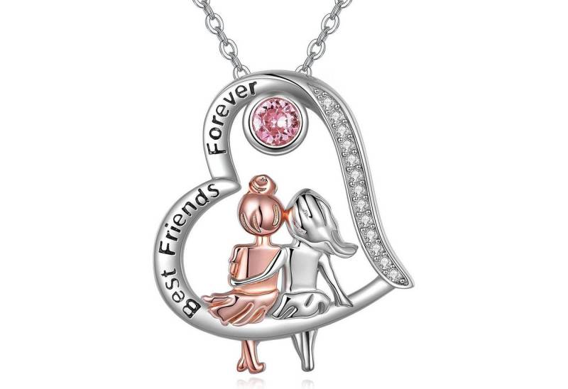 LuxusKollektion Kette und Anhänger Set Freundschaftskette Sterling Silber Herz Anhänger 925 Damen von LuxusKollektion