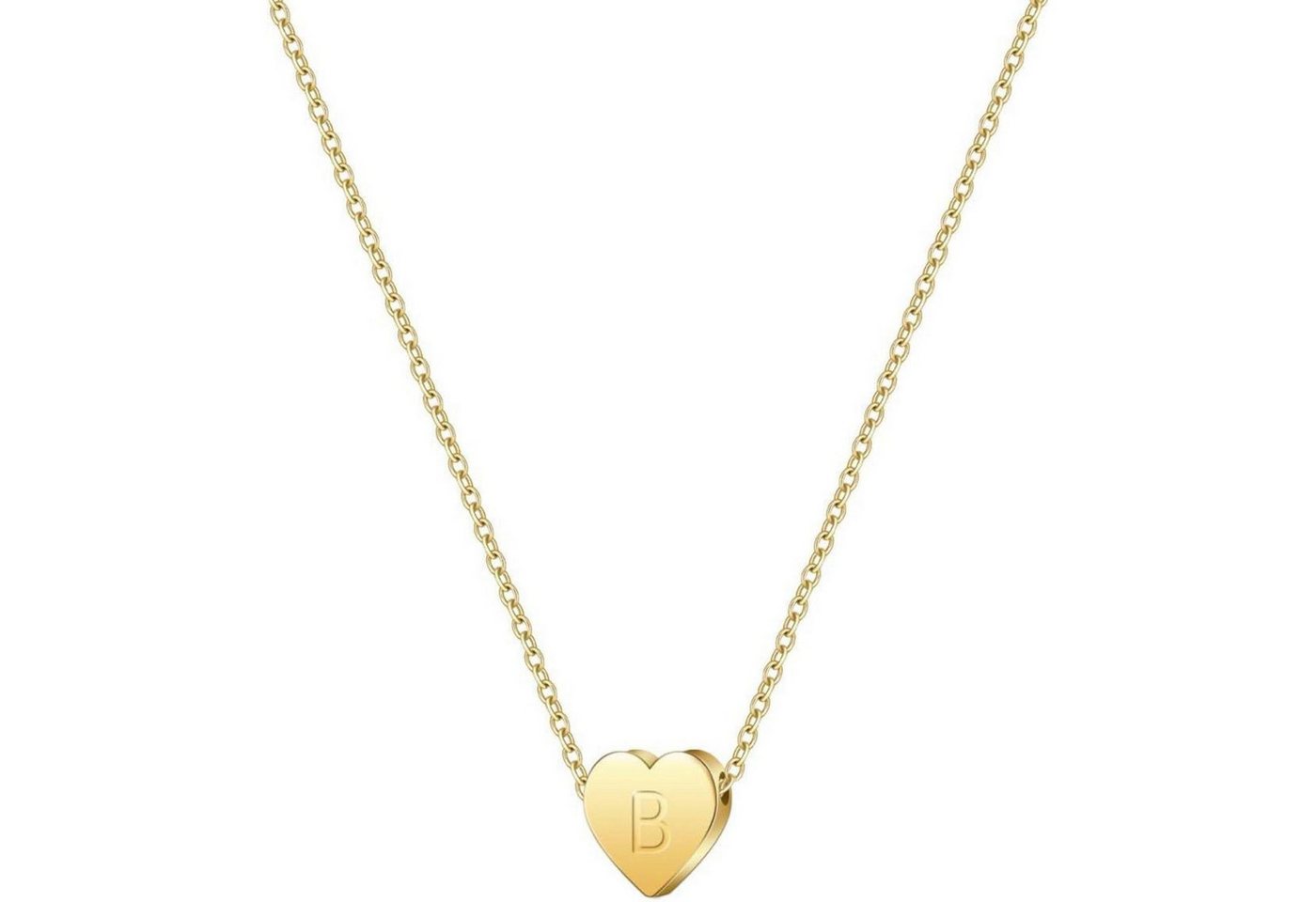 LuxusKollektion Kette und Anhänger Set Goldkette 14K vergoldet Initiale Buchstaben Herz Damen Style-2-B von LuxusKollektion