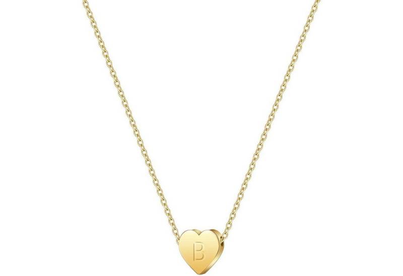 LuxusKollektion Kette und Anhänger Set Goldkette 14K vergoldet Initiale Buchstaben Herz Damen Style-2-B von LuxusKollektion