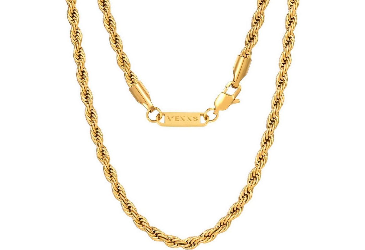 LuxusKollektion Kette und Anhänger Set Goldkette Kordelkette Herren 18K Vergoldet Golden-4mm 46.0 Zentimeter von LuxusKollektion