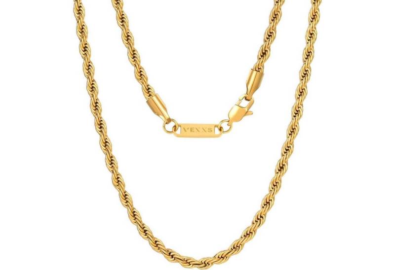 LuxusKollektion Kette und Anhänger Set Goldkette Kordelkette Herren 18K vergoldet Golden-3mm 61.0 Zentimeter von LuxusKollektion