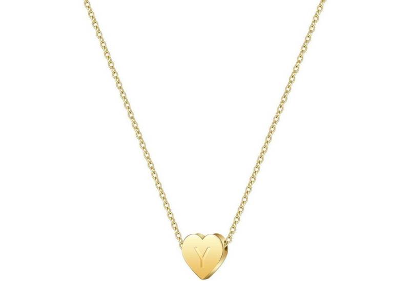 LuxusKollektion Kette und Anhänger Set Halskette 14K Gold Initial Buchstaben Herz Damen Mädchen Style-2-Y von LuxusKollektion