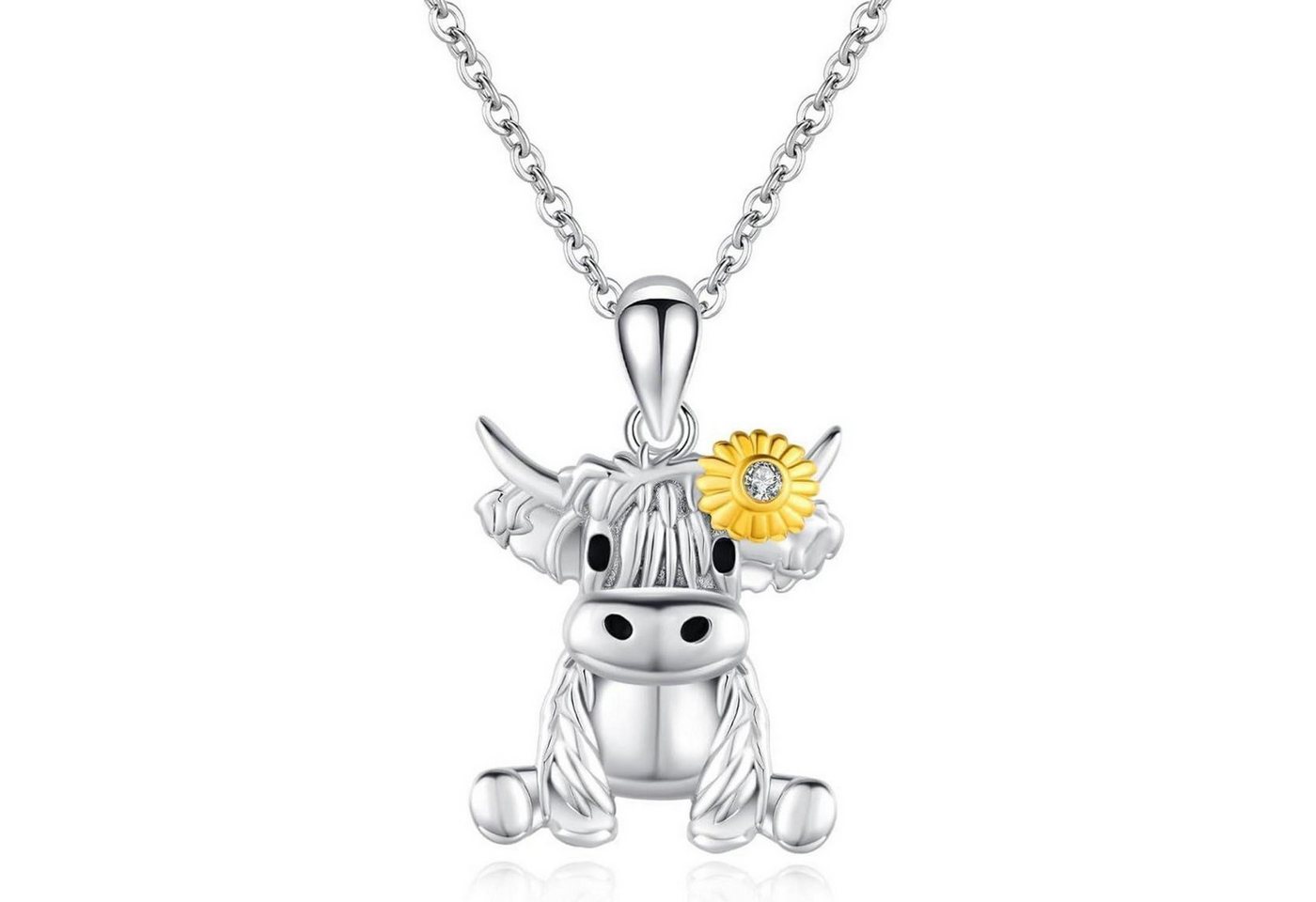 LuxusKollektion Kette und Anhänger Set Halskette 925 Silber Axolotl Fuchs Delfin Damen Hochlandkuh Halskette von LuxusKollektion