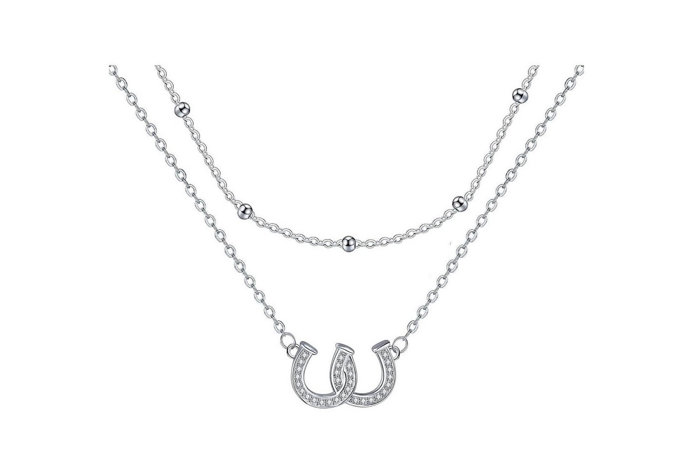 LuxusKollektion Kette und Anhänger Set Halskette 925 Silber Damen Geschenk Muttertag Hufeisen von LuxusKollektion