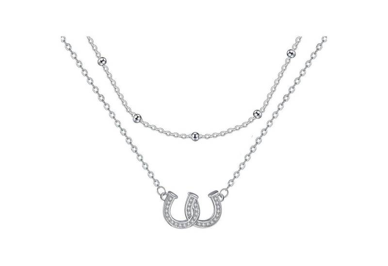 LuxusKollektion Kette und Anhänger Set Halskette 925 Silber Damen Geschenk Muttertag Hufeisen von LuxusKollektion