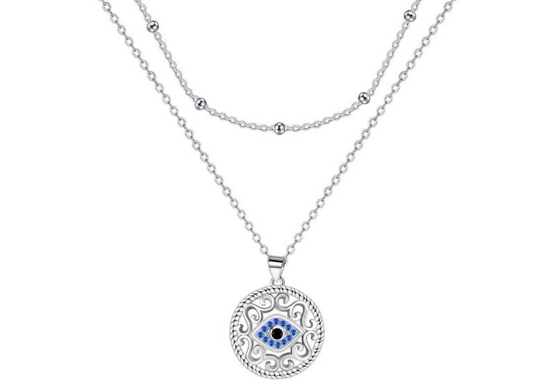LuxusKollektion Kette und Anhänger Set Halskette 925 Silber Damen Geschenk Muttertag Weihnachten Bösem Auge von LuxusKollektion