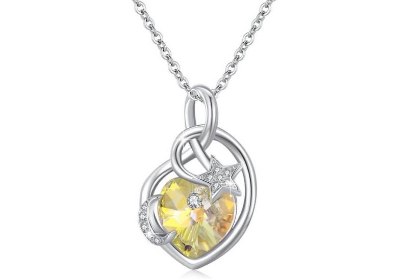 LuxusKollektion Kette und Anhänger Set Halskette 925 Silber Herz Kristall Mond und Sterne Kette 4 von LuxusKollektion