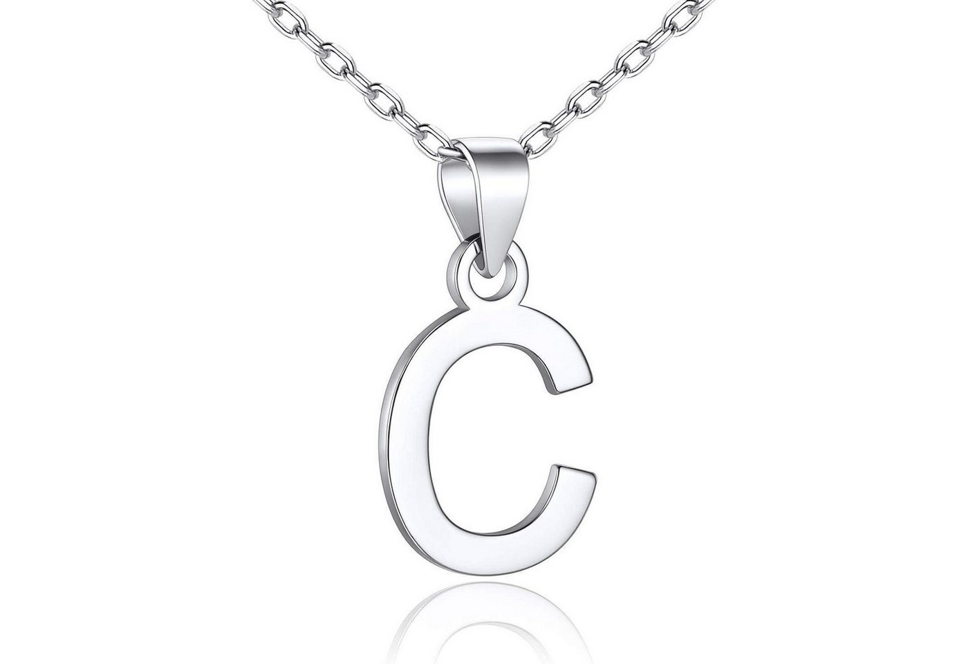 LuxusKollektion Kette und Anhänger Set Halskette 925 Silber Initialanhänger Buchstaben Buchstabe C von LuxusKollektion