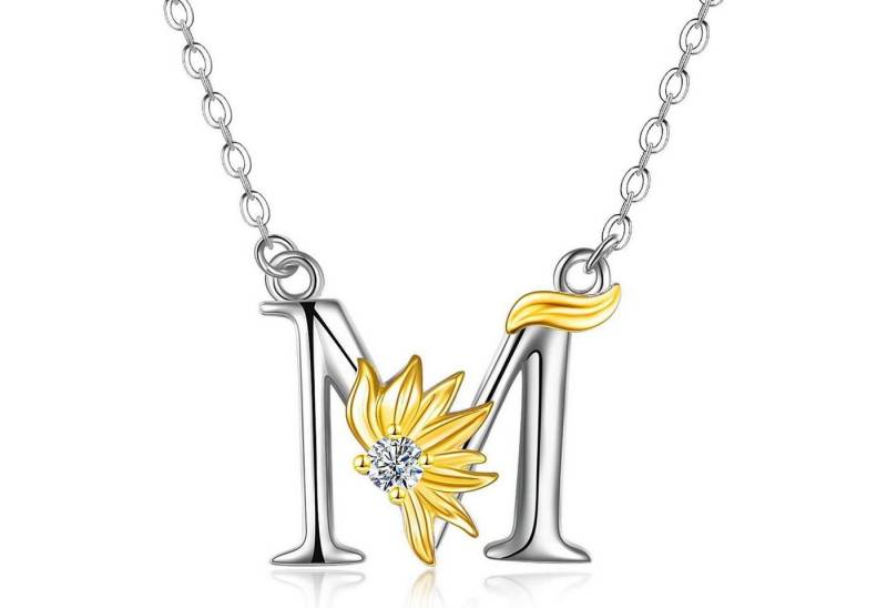 LuxusKollektion Kette und Anhänger Set Halskette 925 Silber Sonnenblumen Initial Anhänger M von LuxusKollektion
