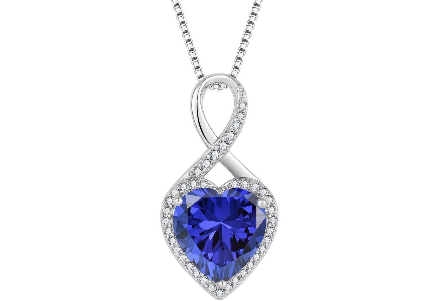 LuxusKollektion Kette und Anhänger Set Halskette 925 Silber Unendlichkeit Herz 12 Dezember - Tansanit von LuxusKollektion