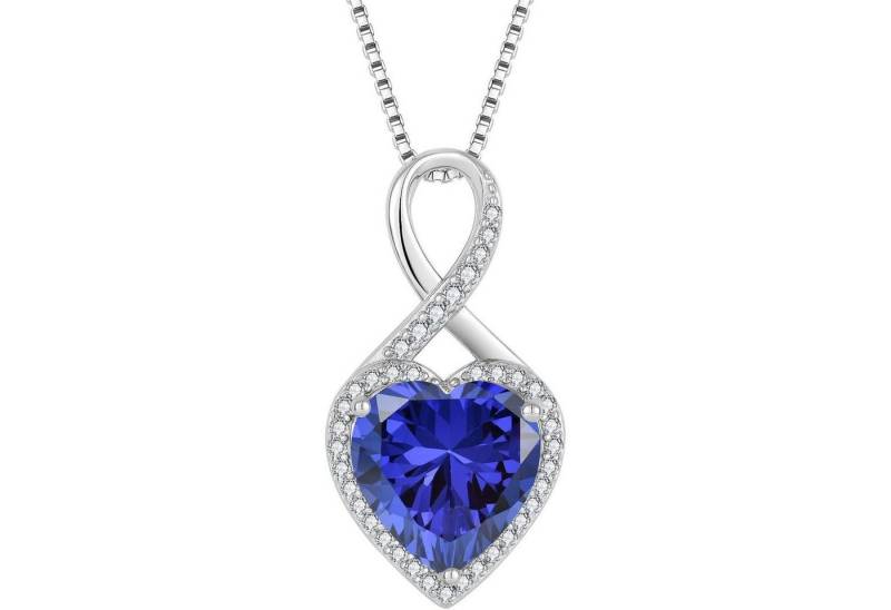 LuxusKollektion Kette und Anhänger Set Halskette 925 Silber Unendlichkeit Herz 12 Dezember - Tansanit von LuxusKollektion