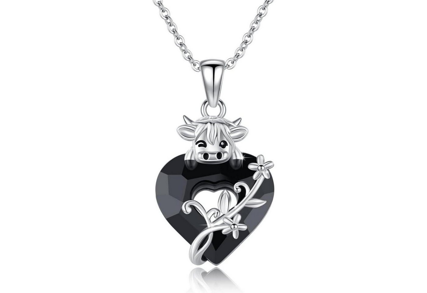 LuxusKollektion Kette und Anhänger Set Halskette 925 Sterling Silber Axolotl Fuchs Highland Cow Halskette von LuxusKollektion