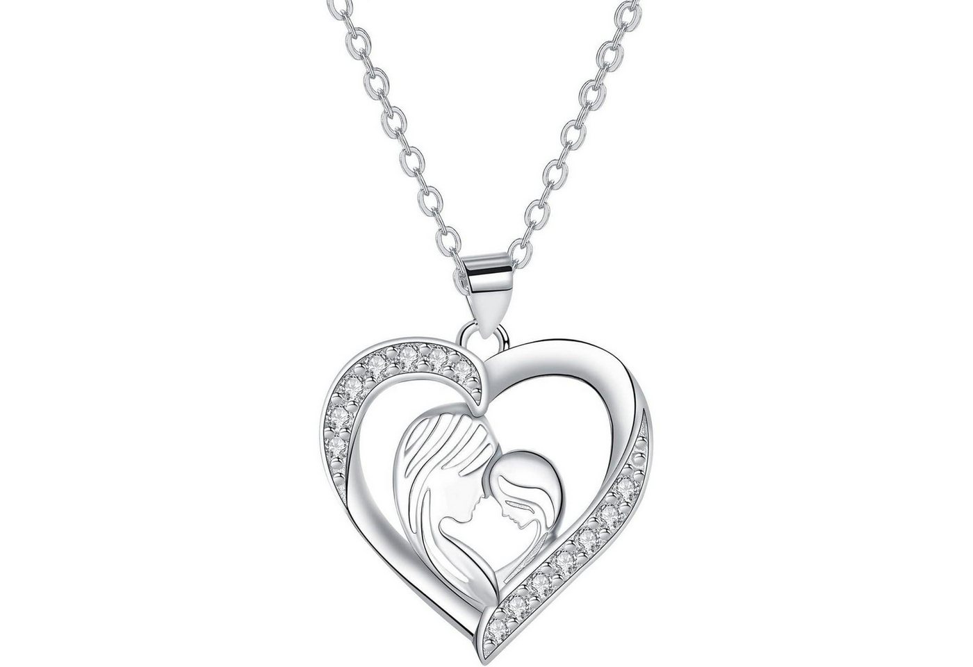 LuxusKollektion Kette und Anhänger Set Halskette 925 Sterling Silber Herz Anhänger Mutter und Tochter Kette von LuxusKollektion