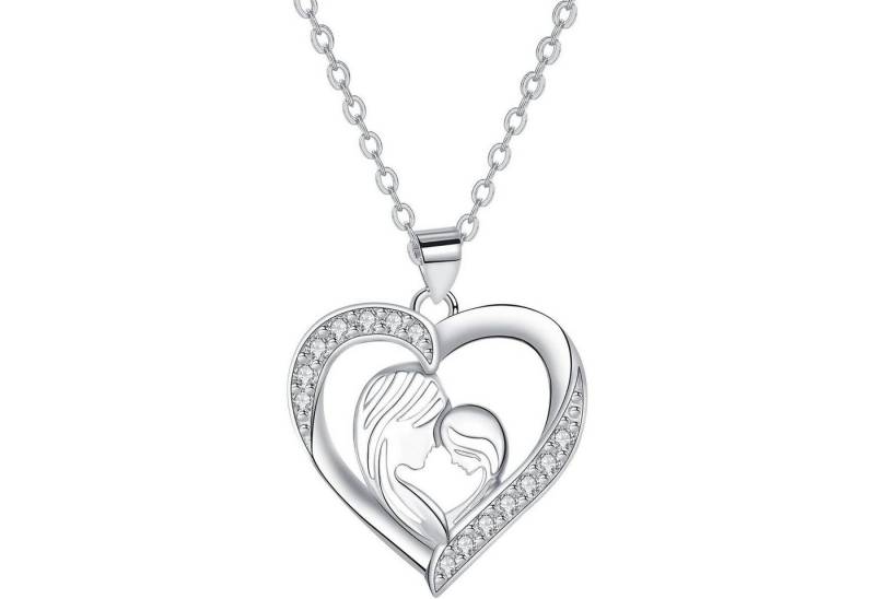 LuxusKollektion Kette und Anhänger Set Halskette 925 Sterling Silber Herz Anhänger Mutter und Tochter Kette von LuxusKollektion